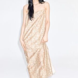 H&M Beige Snake Print Maxi Dress